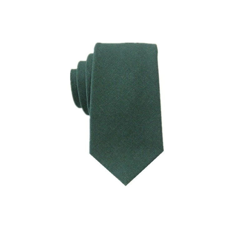 Emerald Green Linen Skinny tie with matching pocket square Wedding Gift