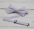 Purple Seersucker Bowtie: Light Purple Stripe, Men's & Kid's