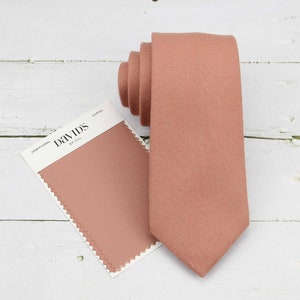 Desert Coral Wool Ties. Mens Dusty Coral Tie. Light Coral Wedding Tie. Desert Coral Neckties