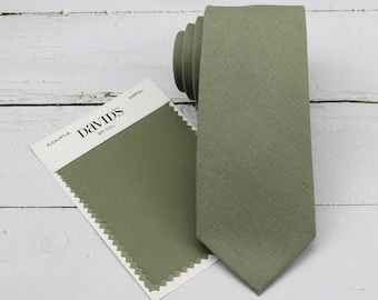 Eucalyputs Linen Neckties. Eucalyptus Green Wedding Ties. Groomsmen Ties. Sage Green Neckties.