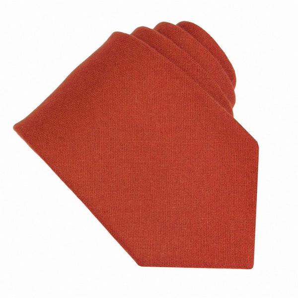 Sienna Wool Ties. Mens Sienna Tie. Paprika Colored Neckties for Men and Kid. Rust Orange Necktie.