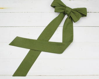 Olijfgroene sjerp - Donker mosgroene linnen katoenen ceintuur voor dames - Bruidssjerp voor meisjes