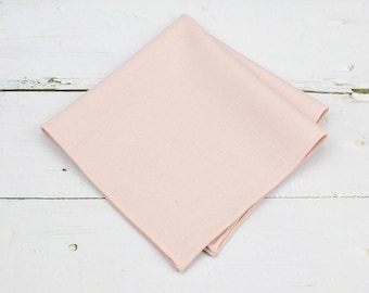 Petal Pocket Squares. Light Blush Pink Wool Tweed Handkerchief for Men Wedding Favors Gifts.