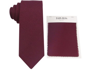 Wine Ties. Wine Ties for Men. Cabernet Ties for Wedding. Davids Bridal Wine Color Dress. Maroon Neckties. Cabernet Mens Tie. Linen Cotton