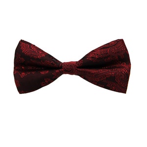 Burgundy Paisley Bow Tie.Burgundy Wedding Bowtie. Bow Tie.Mens Bowtie.Self Tie or Pre Tie Pattern Bowtie.