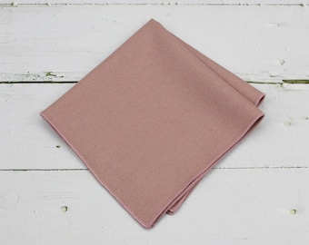 English Rose Pocket Squares. Dusty Pink Wool Tweed Handkerchief for Men Wedding Favors Gifts.