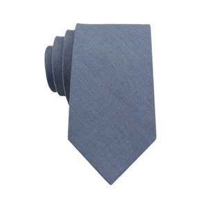 Slate Blue Linen Tie for Men Wedding. Mens Tie Salte Blue. Salte Slim Tie. Slate Blue Colored Neckties for Men and Kid