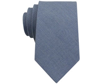 Slate Blue Linen Tie for Men Wedding. Mens Tie Salte Blue. Salte Slim Tie. Slate Blue Colored Neckties for Men and Kid