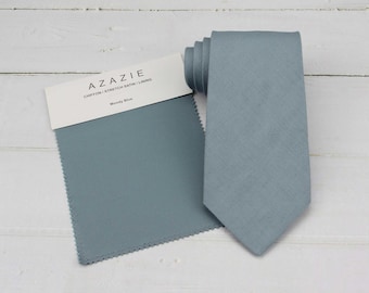 Moody Blue Ties. Moon Linen Tie, Men & Kid Sizes. Wedding Groomsmen Azazie Color Necktie, Wedding Groomsmen Groom