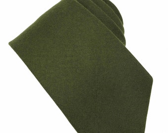 Olive Wool Ties. Mens Martini Olive Tie. Olive Wedding Tie. Army Green Neckties for Men and Kid.