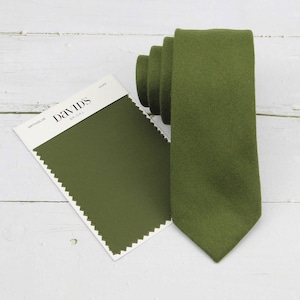 Olive Wool Ties. Mens Martini Olive Tie. Olive Wedding Tie. Army Green Neckties for Men and Kid.