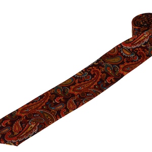 Mens Tie.Dove Orange Jacquard Tie.Woven Paisley Tie.Retro Style.Mens Gift Ideas.