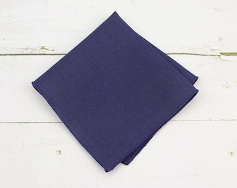 Navy Blue Pocket Squares. Dark Marine Linen Handkerchief for Men Wedding Party Prom Gifts