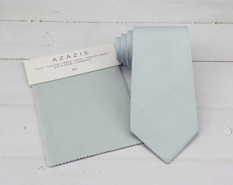 Mist Blue Ties. Pastel Misty Blue Linen Tie, Men & Kid Sizes, Azazie Color Necktie, Wedding Groomsmen Groom