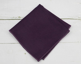 Plum Pocket Squares. Mens Dark Purple Wool Tweed Handkerchief for Men Wedding Groomsmen