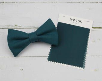 Gem Bow Ties  - Men's Dark Emerald Green Wool Tweed Pretied Bowtie for Kids and Men - Davids Bridal Color - Wedding Groomsmen Groom