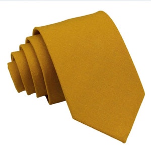 Marigold Ties for Men for Wedding. Mustard Neckties for Men. Golden Yellow Linen Cotton Ties.  Mens Tie Marigold