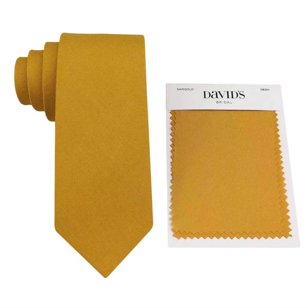 Marigold Ties for Men for Wedding. Mustard Neckties for Men. Golden Yellow Linen Cotton Ties. Davids Bridal Marigold Tie. Mens Tie Marigold