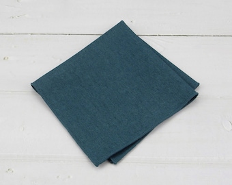 Teal Blue Pocket Squares. Patina Blue Linen Handkerchief For Men Wedding - Mens Pocket Square Blue Copper - Prom Favors Gifts