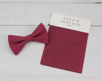 Mulberry Bow Tie - Berry Color Pre-tied or Self-tied Linen Bowties, Toddler Boys Kids Youth Mens Size. Wedding Groomsmen Groom