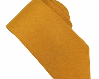 Yellow Wool Ties - Marigold Mustard Tweed Necktie Men & Kid Sizes, Davids Bridal Azazie Color - Wedding Groomsmen Groom