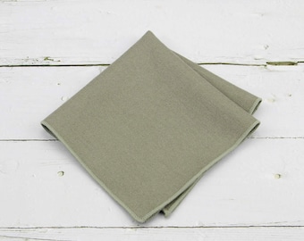 Sage Green Pocket Squares. Mens Light Eucalyptus Wool Tweed Handkerchief for Men Wedding Groomsmen