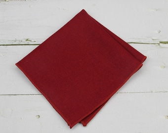 Claret Pocket Squares. Mens Dark Burgundy Red Wool Tweed Handkerchief for Men Wedding Groomsmen