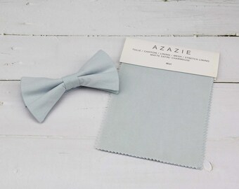 Mist Blue Bow Ties - Misty Powder Baby Blue Pre-tied and Self-tied Bowtie, Toddler Boys Kids Youth Mens Bowties - Wedding Groosmen Groom