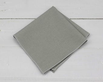 Light Gray Pocket Squares. Dove Grey Linen Handkerchief For Men Wedding - Mens Pocket Square - Prom Favors Gifts