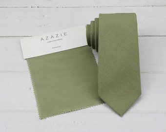 Pistachio Ties. Light Army Green Linen Tie, Men's & Kid's Size, Azazie Color Necktie, Wedding Groomsmen Groom