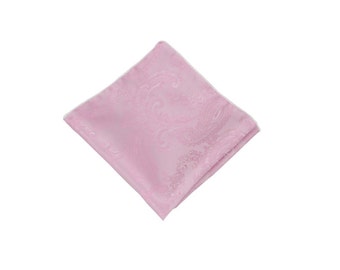 Pink Paisley Pocket Square.  Hankies.Groomsmen Favors.Pink Wedding Handkerchief. 10"x 10"