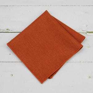 Paprika Wool Pocket Square. Sienna Hanky for Men for Wedding. Orange Handkerchief