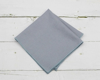 Blue Wool Pocket Squares. Mens Dusty Blue Tweed Handkerchief for Men Wedding Groomsmen Wedding Favors Gifts.
