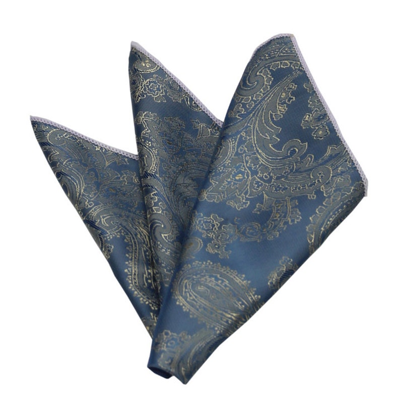 Royal Blue Paisley Pocket Square.Royal Blue Wedding Pocket Square.Silk handkerchief 10x 10