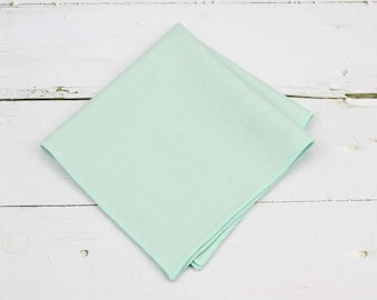 Mint Pocket Squares. Mens Light Mint Green Wool Tweed Handkerchief for Men Wedding Groomsmen