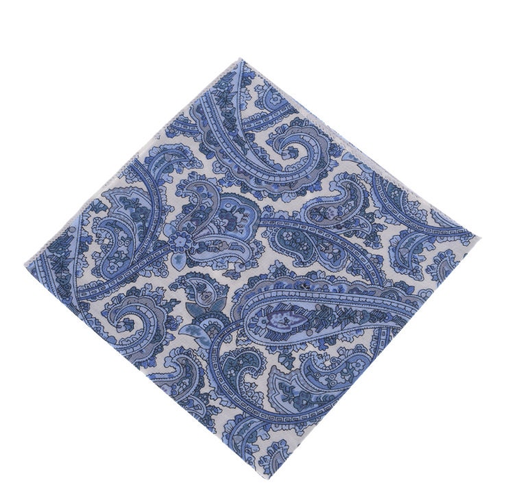 Pocket Square.Light Blue Ceramics Pattern Etsy