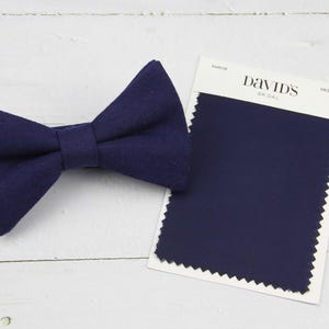Marine Wool Bow Tie. Dark Navy Blue Color Bowties for Men Wedding. Navy Blue Wool Bowtie for Men and Kid.