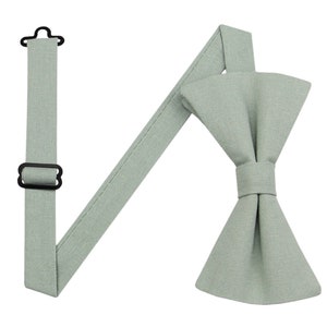 Dusty Sage Linen Tie. Dusty Sage Tie for Men Wedding. Mens tie Dusty Sage Green. image 4