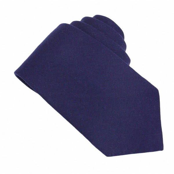 Marine Wool Ties. Mens Marine Tie. Dark Navy Blue Wedding Tie. Dark Navy Blue Color Necktie. Tweed Tie.
