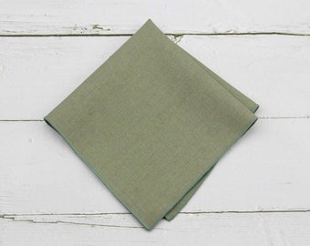 Sage Green Pocket Squares. Dark Eucalyptus Linen Handkerchief For Men Wedding - Mens Pocket Square Sage Green - Prom Favors Gifts
