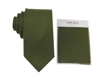 Olive Wool Ties. Mens Martini Olive Tie. Olive Wedding Tie. David's Bridal Olive Dress Color. Army Green Neckties for Men and Kid.