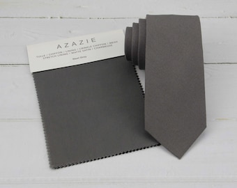 Steel Gray Ties. Charcoal Dark Grey Linen Tie, Men & Kid Sizes. Wedding Groomsmen Necktie