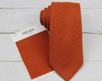 Sienna Wool Ties. Mens Sienna Tie. Paprika Colored Neckties for Men and Kid. Rust Orange Necktie.