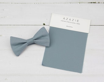 Moody Blue Bow Tie - Moon Light Color Pre-tied or Self-tied Linen Bowties, Toddler Boys Kids Youth Mens Size. Wedding Groomsmen Groom