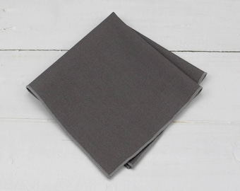 Steel Gray Pocket Squares. Dark Charcoal Grey Linen Handkerchief For Men Wedding - Mens Pocket Square - Prom Favors Gifts