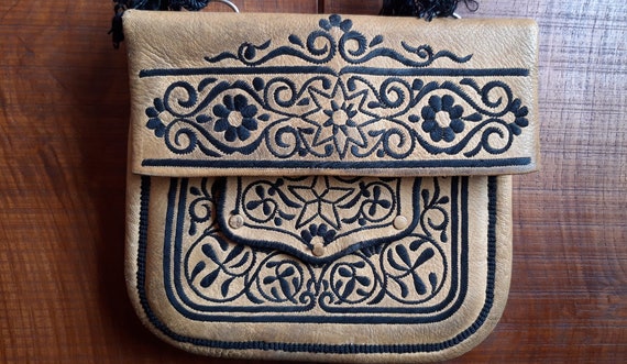 Moroccan Choukara Chkara Vintage Leather Shoulder… - image 10