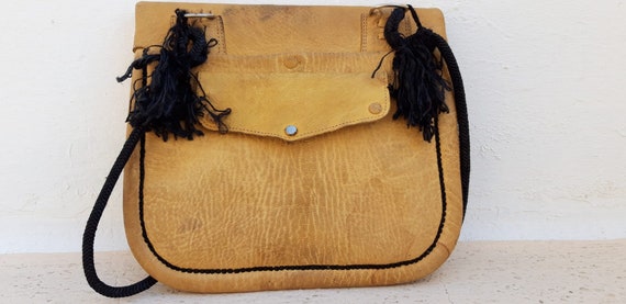 Moroccan Choukara Chkara Vintage Leather Shoulder… - image 9
