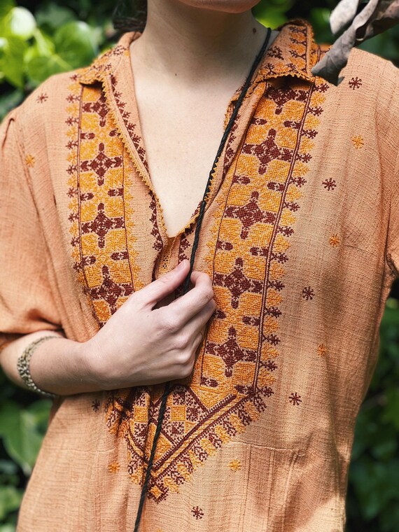 Moroccan Fes Cross Stich Linen Dress Hand Made Tr… - image 4