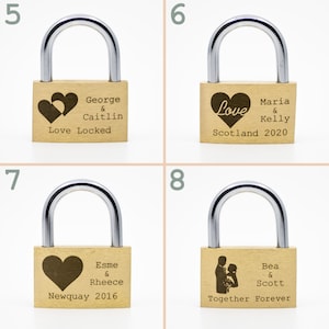 Engraved Padlock, 23 Styles, BOLD PERMANENT ENGRAVING Black Gift Box. 40mm Personalised Love Lock. image 3