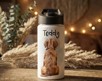 Personalised Dog Breed Water Bottle | Custom Name & Message | Pet Lover Gift